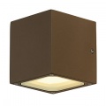 SITRA CUBE wall lamp, cube formed, rust-coloured, GX53, max. 9W