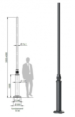 Słup stalowo - aluminiowy 2,5"  159 G