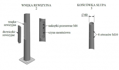Słup stalowy oświetleniowy stożkowy Menkar 2,5mm 3-6m