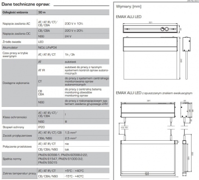 Oprawa ewakuacyjna Emax ALU (LED)