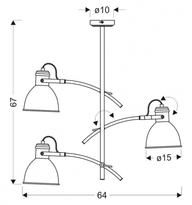 Lampa sufitowa biało-czarna regulowana 3x60W