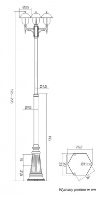 Lampa parkowa Retro 3 0 1.95-2.95m