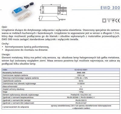 Elektroniczny włącznik dotykowy EWD 300