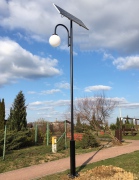 Lampa solarna parkowa 1 kula LED 16W / panel 160W / słup 4m 120Ah