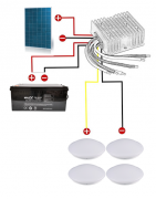 Zestaw solarny + 4 plafoniery