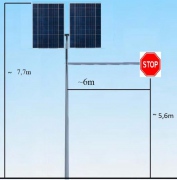 Znak aktywny solarny B20 na wysięgniku