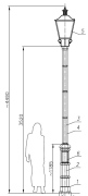 Latarnia parkowa P1/03A, H=4,5m z fundamentem
