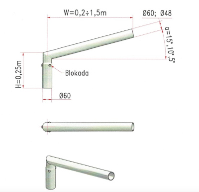 Wysięgnik do słupów W NT-0,25 ST 1r/1,5m/5st/Fi60