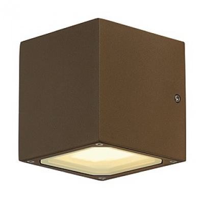 SITRA CUBE wall lamp, cube formed, rust-coloured, GX53, max. 9W