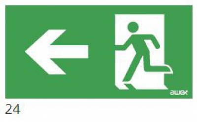 100x300 Piktogram 24 Strzałka Lewo Chłopek W Drzwiach Logo Awex (iso7010)