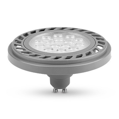 Żarówka AR111 SOFT GU10, 9W, neutralna biała, srebrny, klosz ryflowany, 30°