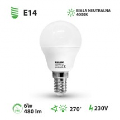 Żarówka Led Smd 6w Kulka E14 Neutralna