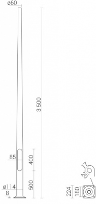 Słup aluminiowy 3,5m /B60 anodowany naturalny