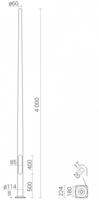 Słup aluminiowy anodowany inox 4m /B60