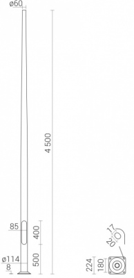 Słup aluminiowy anodowany naturalny 4,5m /B60