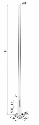 Słup oświetleniowy CC 3,5m 76/125/3