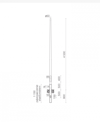 Słupy aluminiowe anodowany 4,5m /B60 dz inox