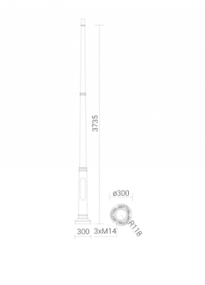 Słup SP-3W - 17321 typ zakończenia B