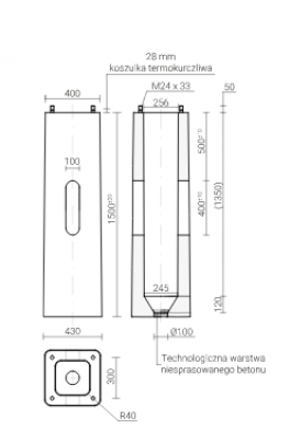 Fundament B-80 bez elementów śrubowych