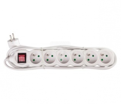 Przedłużacz z wyłącznikiem 6-gniazd z/u 3m /H05VV-F 3G1/ biały P1613