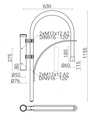 Wysięgnik aluminiowy WTM-11/1 anodowany czarny fi 60mm