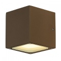 SITRA CUBE wall lamp, cube formed, rust-coloured, GX53, max. 9W