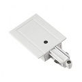 Feed-in for 1-phase high-voltage track, recessed ceiling vers., protection conductor left, white