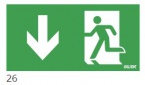 100x300 Piktogram 26 Strzałka Dół Chłopek W Drzwiach Logo Awex (iso7010)