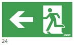 150x300 Piktogram 24 Strzałka Lewo Chłopek W Drzwiach Logo Awex (iso7010)
