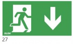 150x300 Piktogram 27 Chłopek W Drzwiach Strzałka Dół Logo Awex (iso7010)