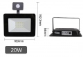 Naświetlacz z czujnikiem ruchu LED Slim Flood Light Sensor 20W 4000K